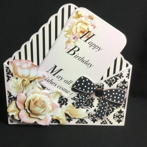 Carte de découpage 3D en forme d'enveloppe, carte d'anniversaire, faite à la main au Royaume-Uni