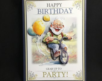 Humorous Card, The Bike Ride, 3D Decoupage,Personalised, Handmade In The UK