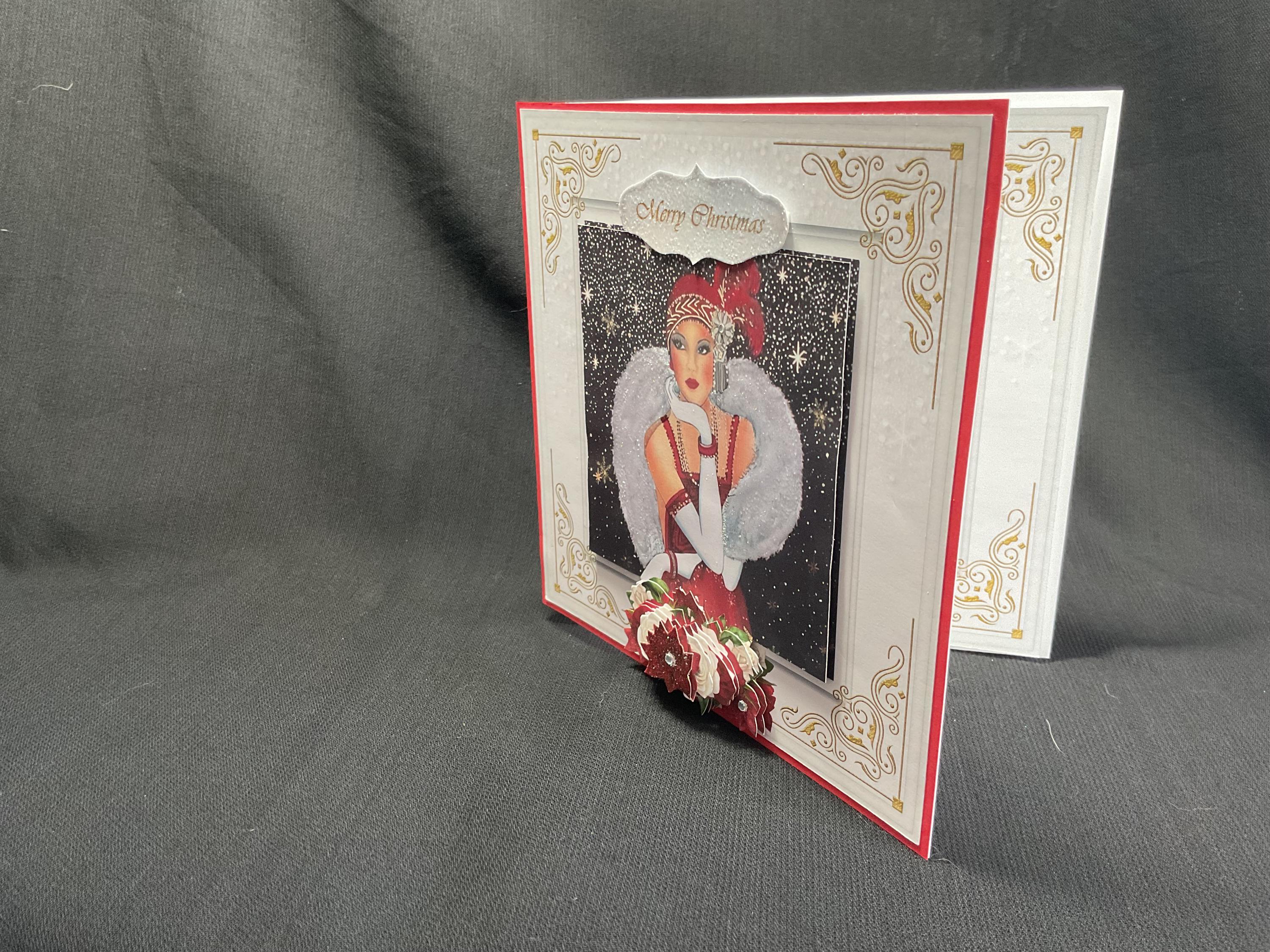 Art Deco Weihnachtskarte Mit Enkelin – 8 Seiten, 300x195 Mm – Mit Silberfolie & Glitzer