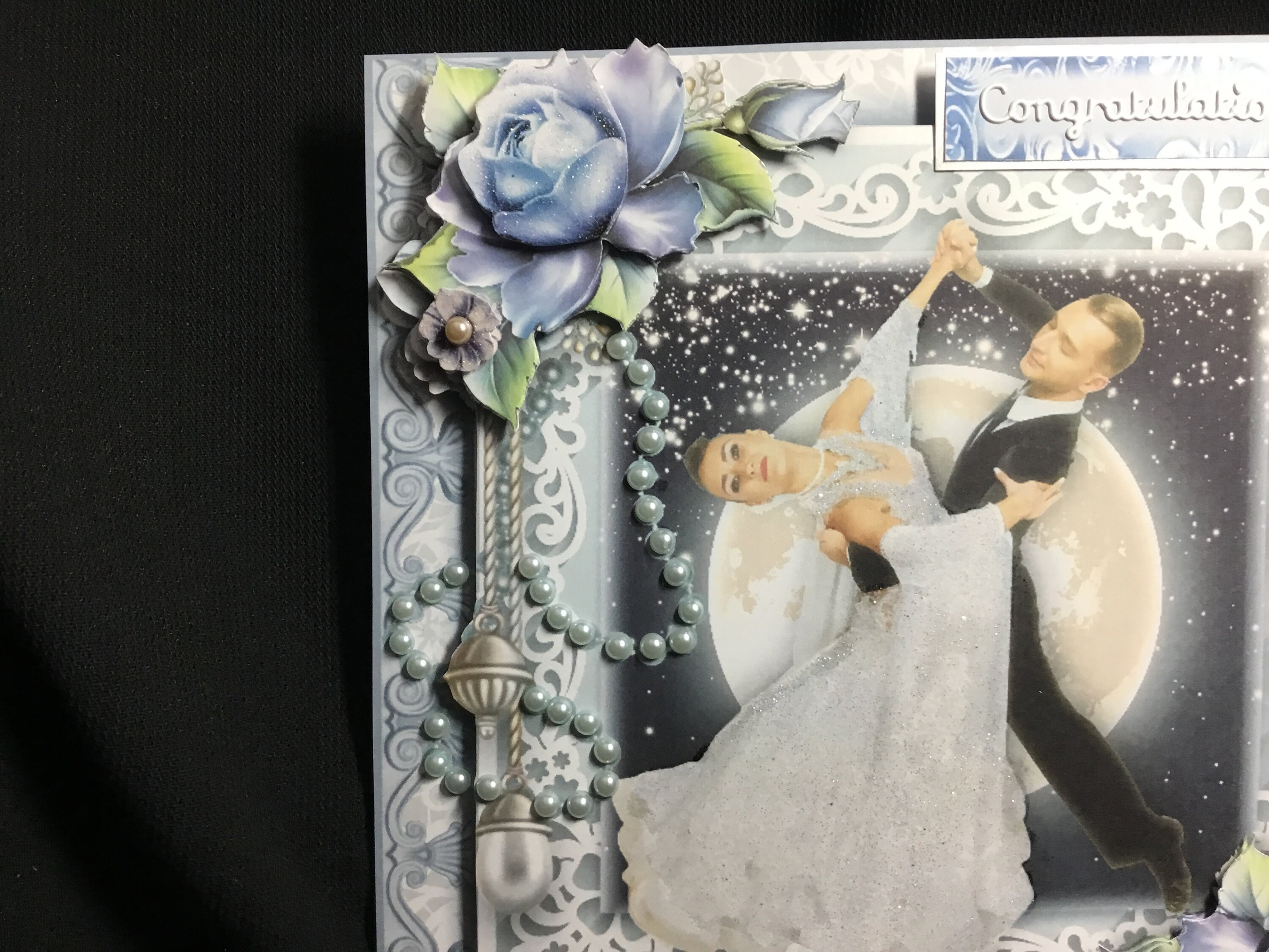 3D Decoupage Wedding Card: Dancing in Moonlight, Handmade UK - Etsy UK