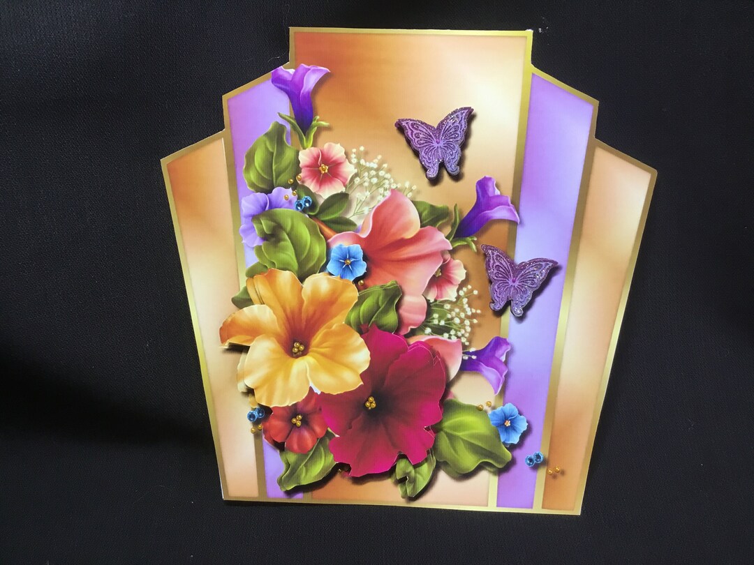 Vibrant Floral Art Deco 3D Decoupage Card, 1920’s Style Card ...