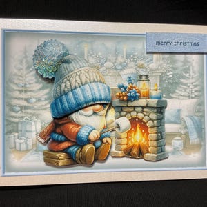 Gnome-kerstkaart, 3D-decoupage, speciaal voor jou, feestelijke groeten, seizoensgroeten, handgemaakt in het Verenigd Koninkrijk