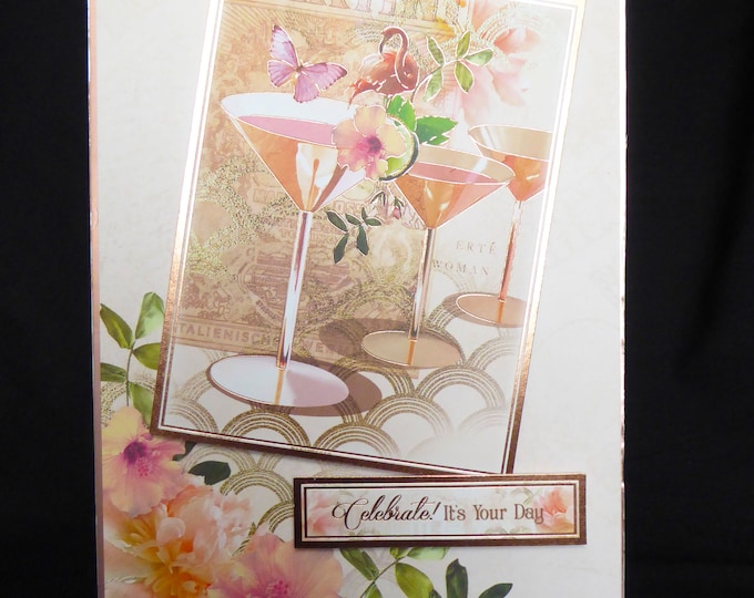 Celebration Card, Wedding, Anniversary, Birthday, Cocktails, Handmade In The UK