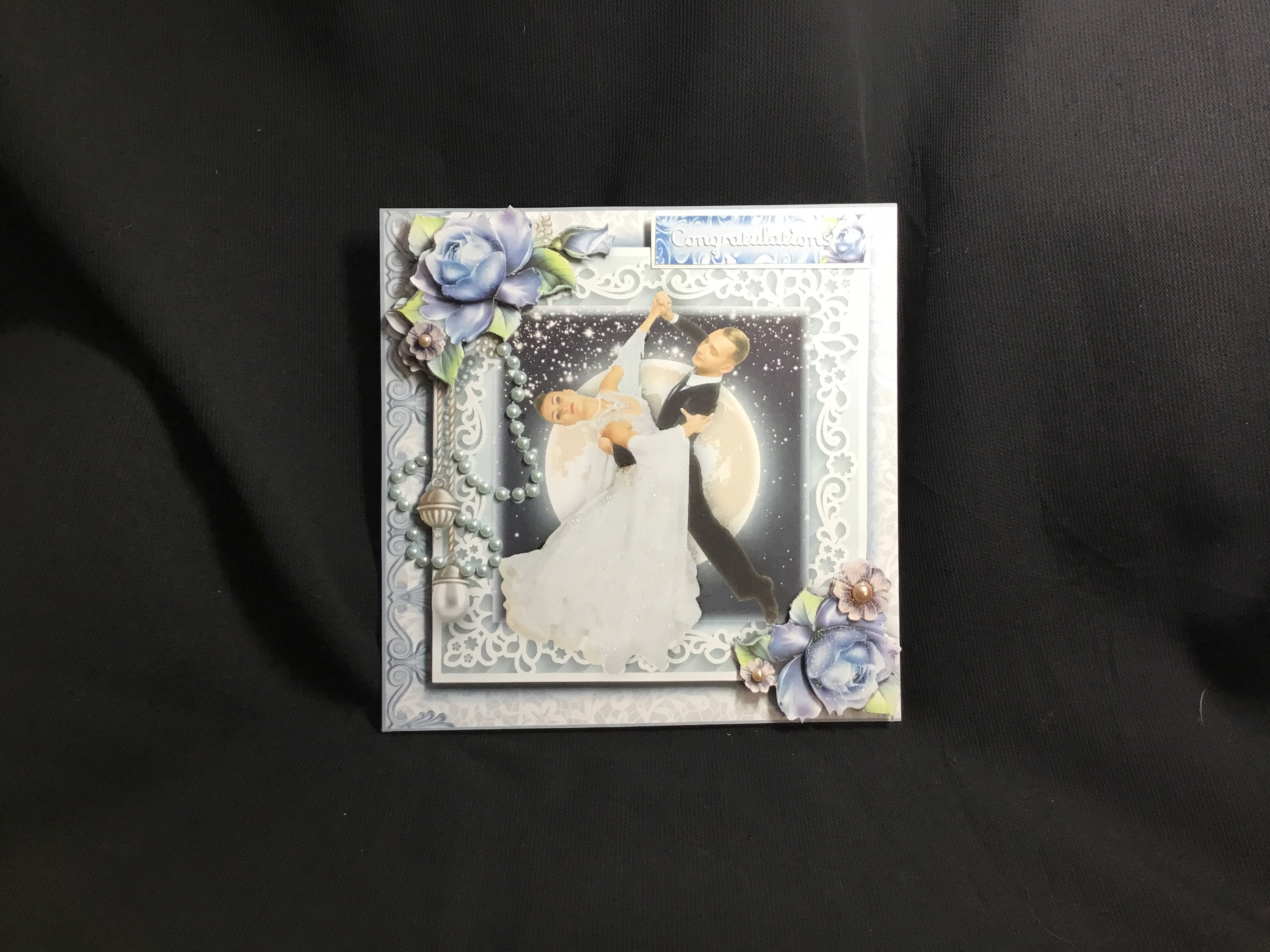 3D Decoupage Wedding Card: Dancing in Moonlight, Handmade UK - Etsy UK