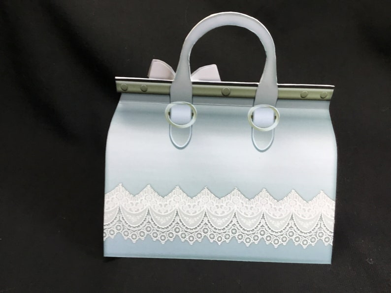 Handbag Shaped 3D Decoupage Card, Blue and White, Personalised
