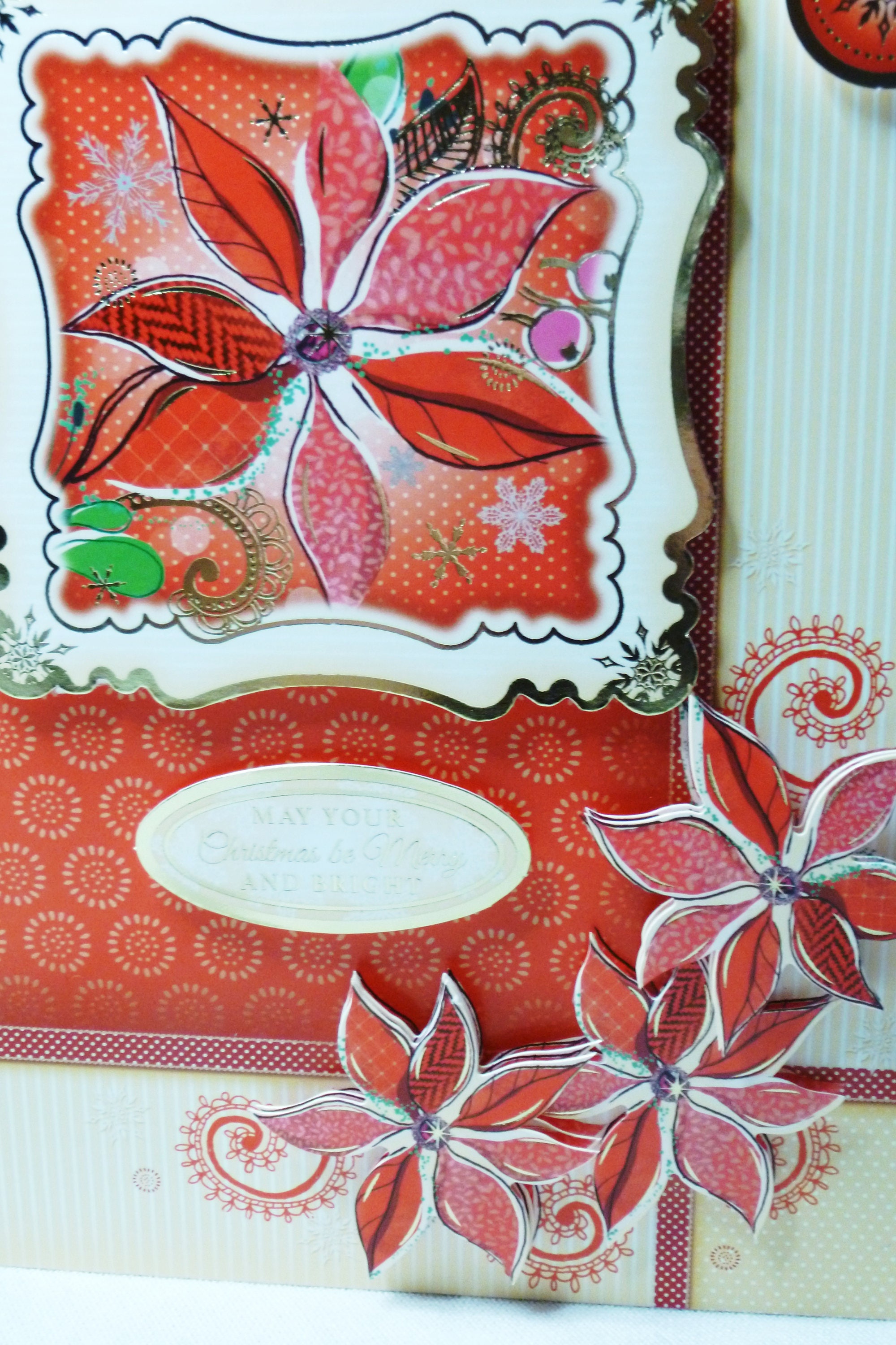 Poinsettia Christmas Card, Handmade In The UK Card, Red Poinsettia Flowers, Festive Card