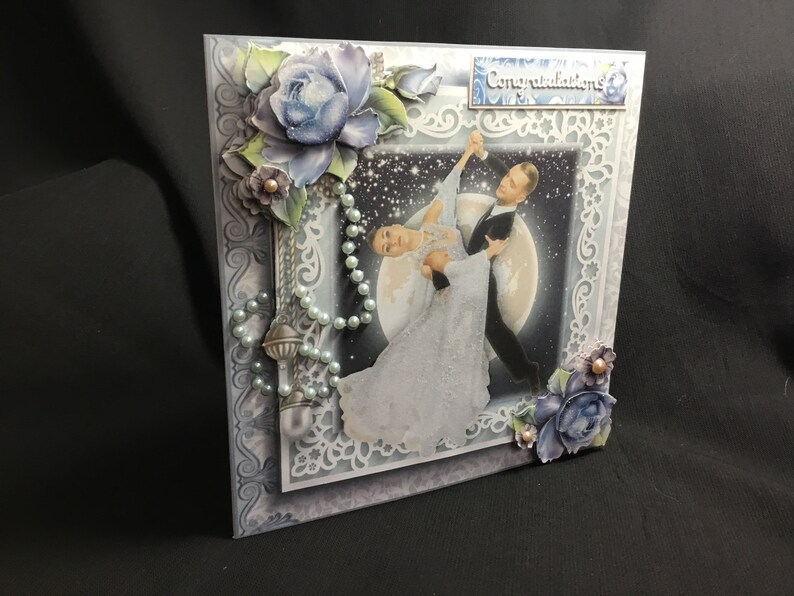3D Decoupage Wedding Card: Dancing in Moonlight, Handmade UK - Etsy UK