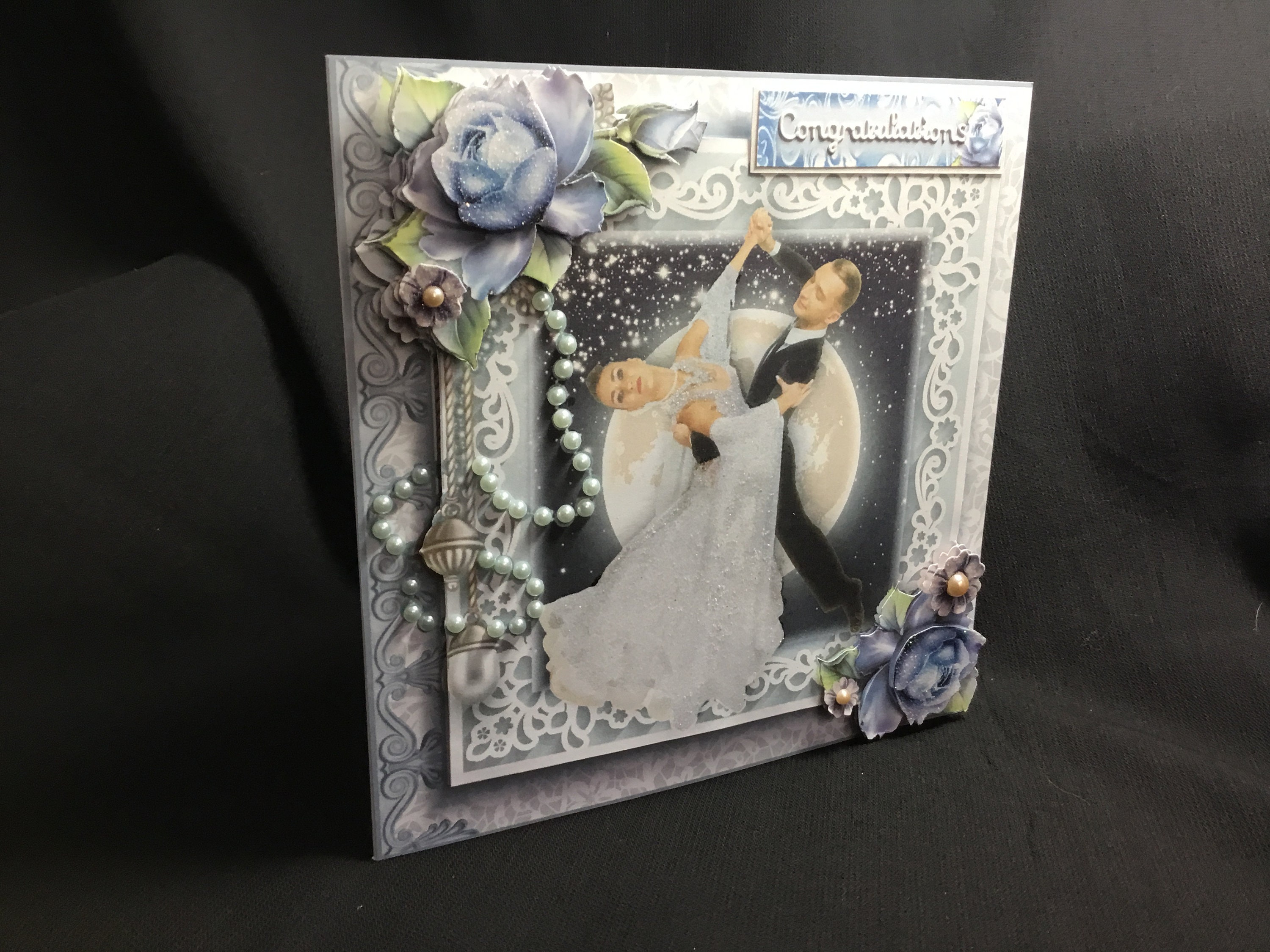 3D Decoupage Wedding Card: Dancing in Moonlight, Handmade UK - Etsy UK
