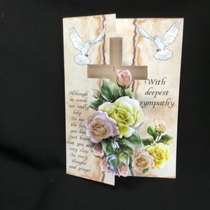 Carte de condoléances, désolée d'entendre, mes plus sincères condoléances, carte faite main, beige et jaune, mes condoléances, désolé d'entendre
