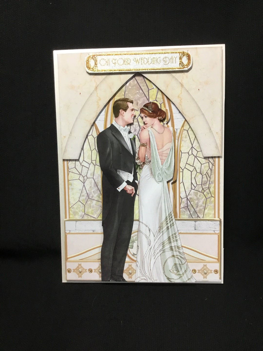 Art Deco Wedding Decoupage Card: Handmade 1920s Style - Etsy