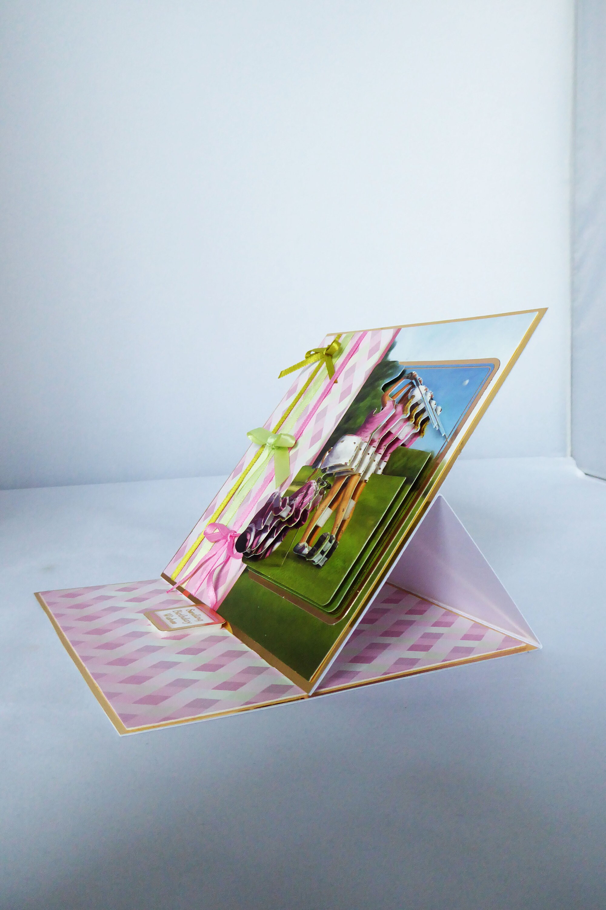 ladies sports card golfing card 3 d decoupage card