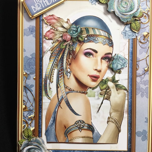 Art Deco Weihnachtskarte Mit Enkelin – 8 Seiten, 300x195 Mm – Mit Silberfolie & Glitzer