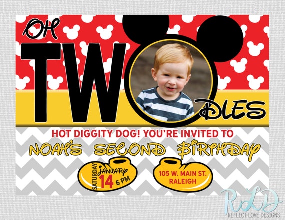 mickey mouse 2nd birthday party invitation with photo mickey mouse 2nd birthday invitations