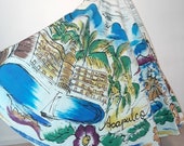 Vintage 50 39 s MEXICAN Novelty Print Handpainted Tourist Skirt 1950 39 s ACAPULCO Swordfish Palm Trees Divers Beach Fiesta Circle Skirt
