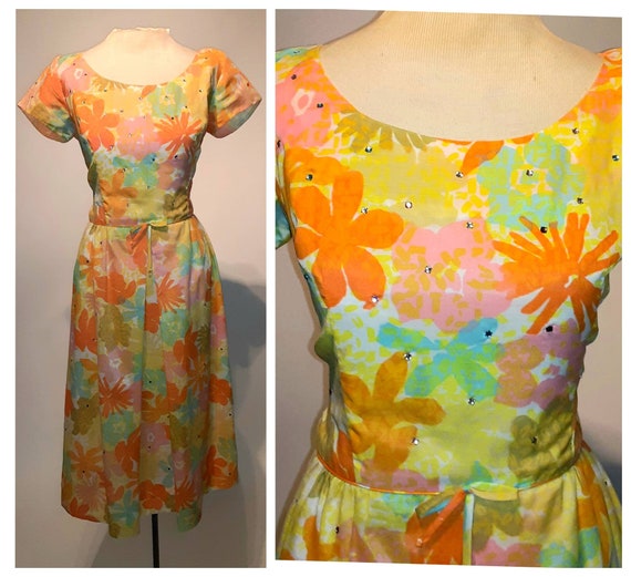 Vintage 50's Bold Neon Sherbert Colors Novelty FLO
