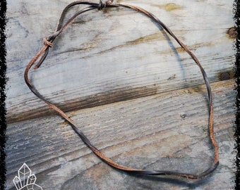 Handmade Brown Leather Adjustable Cord Necklace