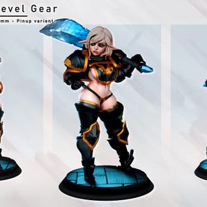 ELF In High Level Gear - 35mm/75mm,  Resin Print, Gaz Minis, Waifu, Anime Figure, Garage Kit, Fantasy, DnD Miniatures, display Pinup, nsfw