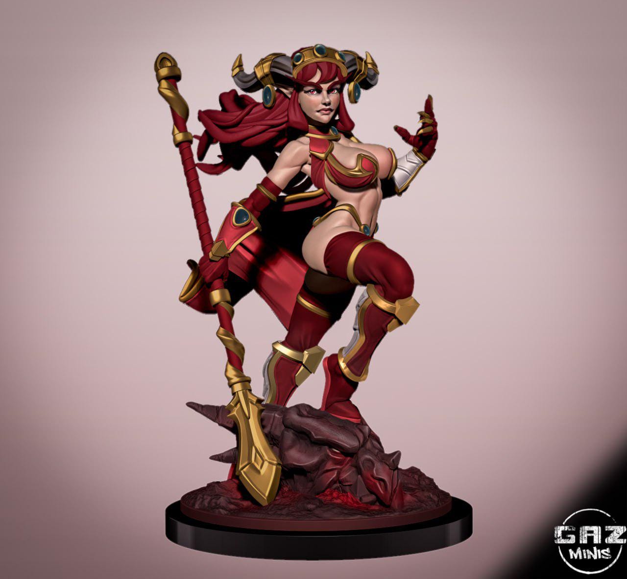 Dragon Queen Alexstrasza - 35mm/54mm -  Gaz Minis, 3D Printed, Waifu, Anime Figure, Garage Kit, Fantasy, DnD Miniatures, display Pinup, nsfw