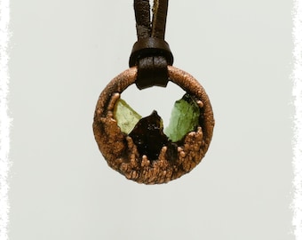 TRIPLE TEKTITE MOLDAVITE, Libyan Desert Glass | Most Powerful Crystal Pendant, lr-c | Czech Moldavite, Raw Crystal Necklace, Crystal jewelry