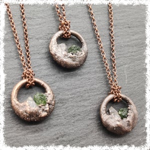 TSJECHISCHE MOLDAVIET + HERKIMER Diamanthanger | Kristallen sieraden, helende kristallen ketting, helende sieraden, Wicca, koperen sieraden, meteoriet