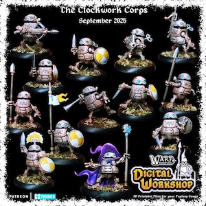 The Clockwork Corps, D&D Miniaturen, Warp Miniaturen | TableTop Minis | One Page Regeln | Kriegsspiele | Malerei, TTRPG Figuren, Roboterarmee