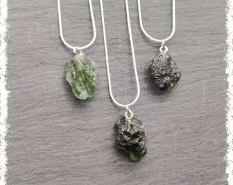 CZECH MOLDAVITE PENDANT - Genuine Gemstone Pendant, Healing Crystal Necklace, Tektite, Meteorite, Moldavite Jewelry, Czech Republic.
