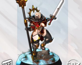 Siblings Of Combat War Herald - 32mm Resin Print, Gaz Minis, Waifu, Anime Figure, Adepta Sororitas, DnD, Display Pinup, nsfw,  , Sisters