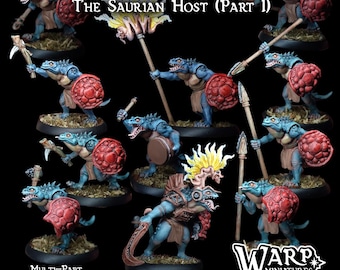 Saurian Host Lizardmen Warriors | DnD Miniatures, Warp Miniatures | TableTop Minis | One Page Rules | Wargaming | Model Painting, Seraphon