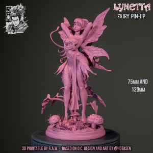 Lynetta Fairy Girl Pinup 75mm/120mm | Figurine, Resin Print, Waifu, Anime Figure, Garage Kit, Fantasy Miniatures, display Pinup, nsfw,