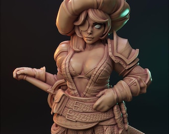 Pirate Bard Melissa - 32 mm/75 mm, Dungeons and Dragons Mini RPG da tavolo in miniatura DnD Painting 5e DnD, TTRPG Scala