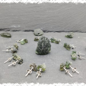 CZECH MOLDAVITE EARRINGS | Tektite | Gemstone Earring, Healing Crystal Earrings, Moldavite Jewelry, Raw Crystal Earring, Crystal Jewelry