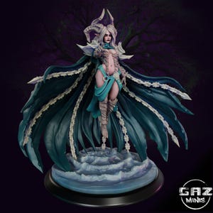 Devilin Witch Queen - 32mm/75mm, Resin Print, Waifu, Anime Figure, Garage Kit, DnD Miniatures, Display Pinup, nsfw, Model Paint
