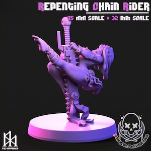 Repenting Chain Rider - 32mm/75mm, Resin Print, Waifu, Anime Figure, Pinup, nsfw, Model Paint, Jigglystix