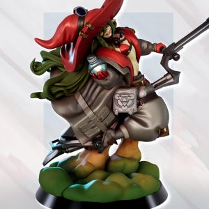 Nimue On Broom - 32mm/75mm - Goblin Girl,  Resin Print, Gaz Minis, Waifu, Anime Figure, Garage Kit, Fantasy, DnD Miniatures, display Pinup,