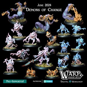 Demons of Change Army | Warp Miniatures | Bordspel | Regler på en sida | Krigsspel | D&D-figurer | Modellmålning | RPG-minisar