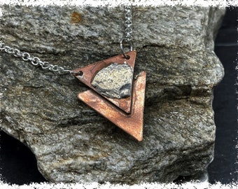 COPPER & SILVER Soldered Pendants - Earthy Jewelry, Trippy Pendants, Silver Casted Jewelry, Geometric Necklace, Antique Copper Jewelry