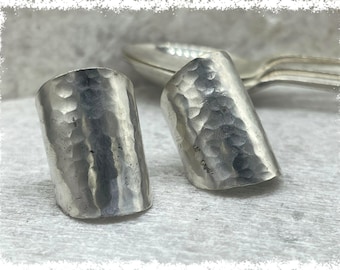 Hammered Silver Spoon Ring - Upcycled Victorian Silverware Jewelry