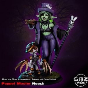 Puppet Master Neesh - 32mm/75mm -  Resin Print, Waifu, Gaz Minis, Anime Figure, Garage Kit, Fantasy, DnD Miniatures, Display Pinup, nsfw,