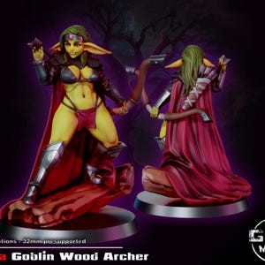 Flora Goblin Archer - 32mm - Gaz Minis, Resin Print, Waifu, Garage Kit, DnD Miniatures, Display Pinup, nsfw, Model Painting