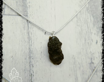 TIBETAANSE TEKTITE-hanger | Kristallen sieraden, edelsteenhanger, helende kristallen ketting, Wicca-sieraden, ruwe kristallen ketting, zoals moldaviet