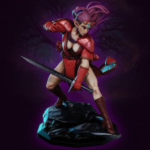 Saya Demon Warrior - 32mm/75mm - Gaz Minis, Resin Print, Waifu, Garage Kit, DnD Miniatures, Display Pinup, nsfw, Model Painting