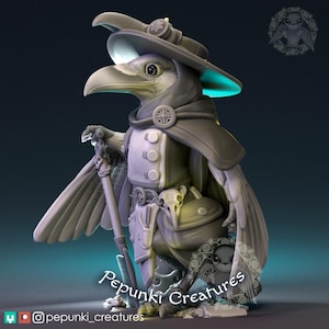 Plague Doctor Raven - Tabletop or Display Scale - Resin Print, TTRPG, Pepunki, DnD Miniatures, Anime Figure, Garage Kit, Model Painting