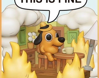 Chibi "This is Fine" | Diorama, Anime Figure, Garage Kit, Resin Print, Video Game, Miniature Painting, Waifu Figurine, Minis,