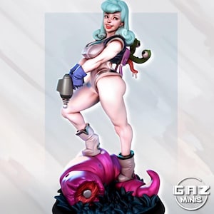 Stella Starlight & Mork - 32mm/75mm -  Resin Print, Gaz Minis, Waifu, Anime Figure, Garage Kit, DnD Miniatures, Display Pinup, nsfw,