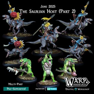 Jinetes de raptor de los Hombres Lagarto, Hueste Sauria / Miniaturas DnD, Miniaturas Warp / Miniaturas de mesa / Reglas de una página / Wargaming / Pintura de miniaturas
