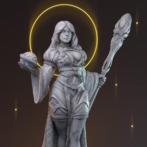 Morgana Witch - 32mm/75mm/ 100mm, Dungeons and Dragons Mini RPG Tabletop Miniature DnD Painting Pathfinder 5e DnD, TTRPG Scale