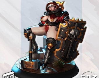 Guardian Maiden Pinup, Siblings Of Combat, 32mm, Gaz Minis, Resin Print, Waifu, Anime Figure, DnD, nsfw, Sororitas, Sisters