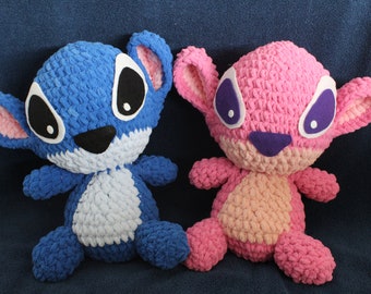 Crochet Stitch, amigurumi stitch, stuffed stitich, Disney lilo and stitch, stitch and Angel