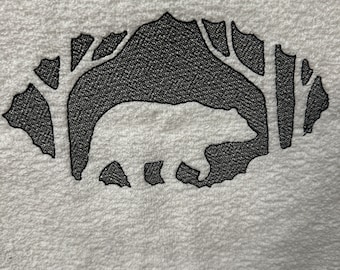 Bear Embossed Machine Embroidered Towel