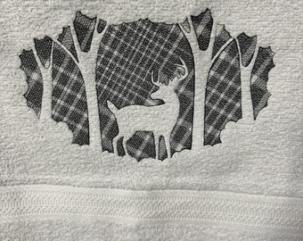 Deer Embossed Machine Embroidered Towel